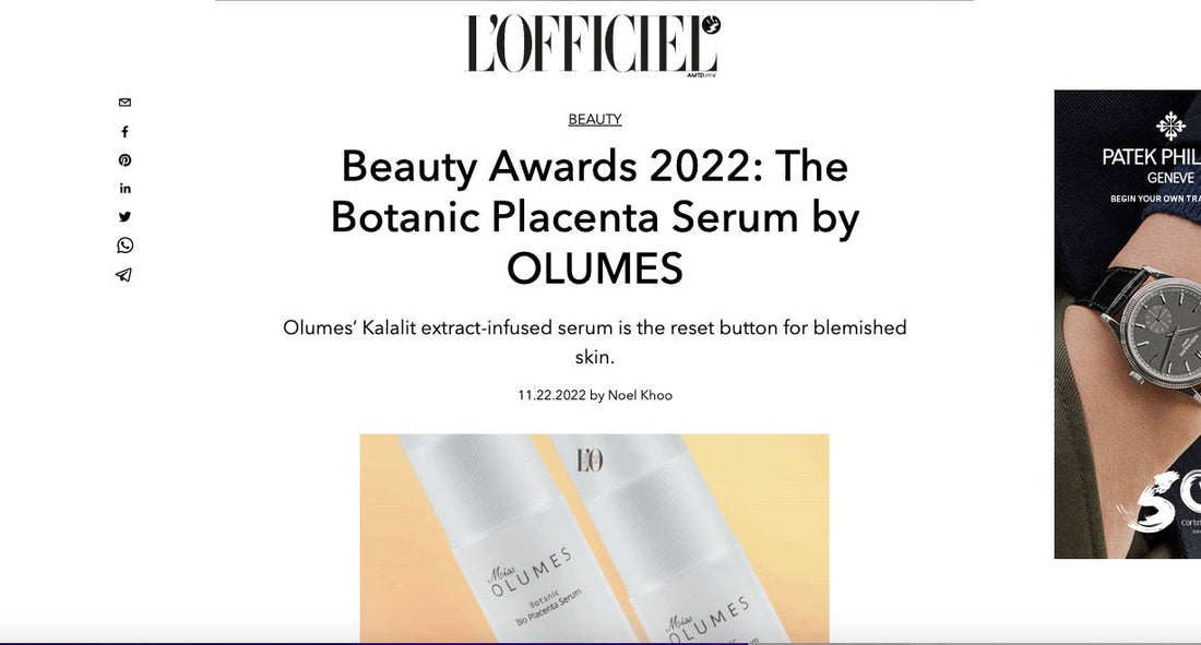L'Officiel Beauty Awards 2022: The Botanic Placenta Serum by OLUMES