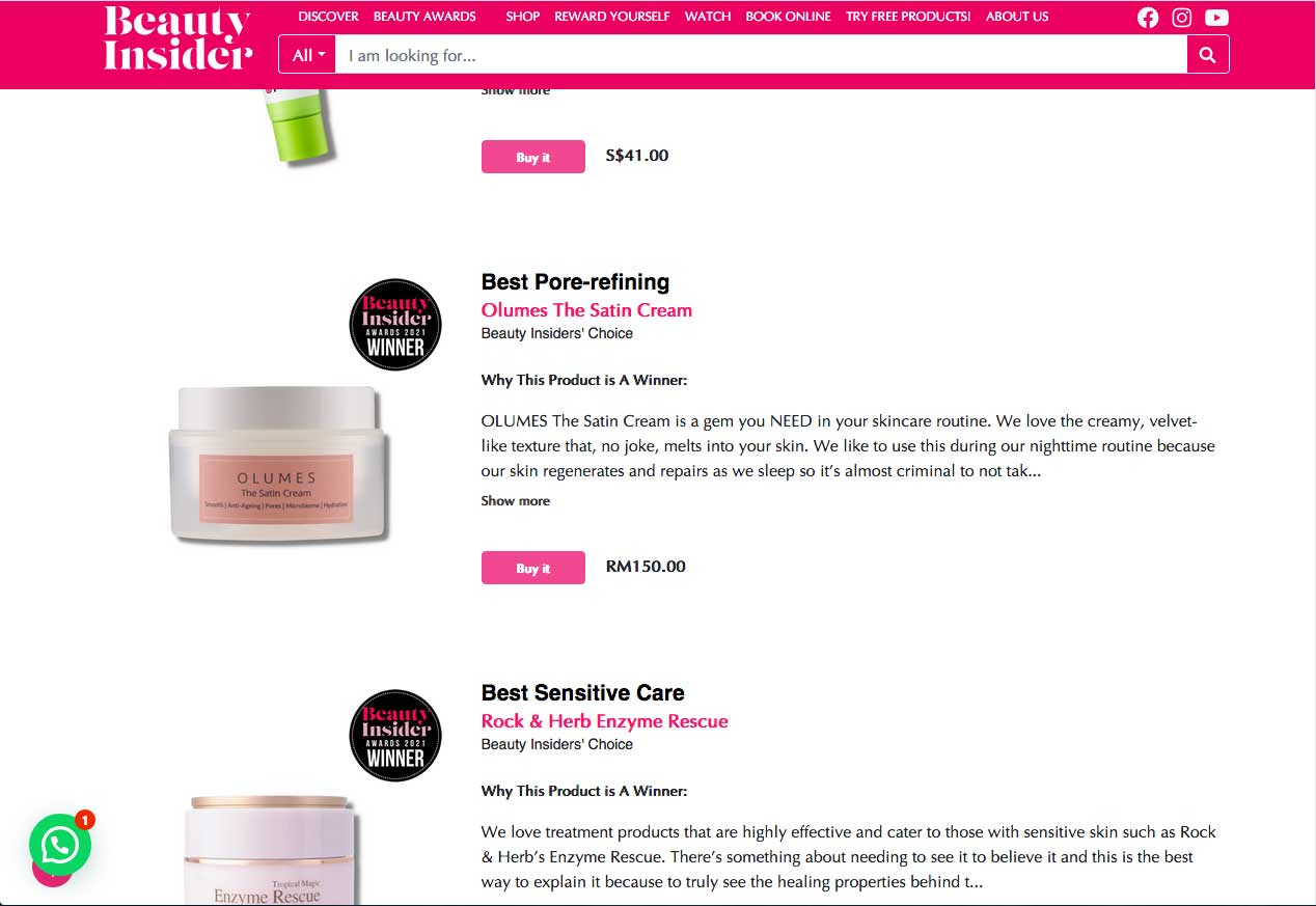 The Satin Cream: Best Skincare 2021 Award